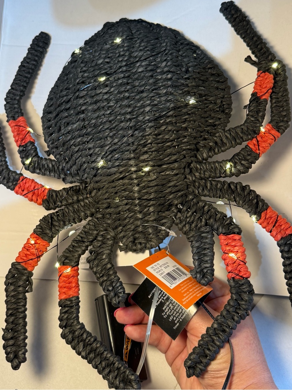 Celebrate together Black /Red Woven Spider Halloween LED decorative accent Decor